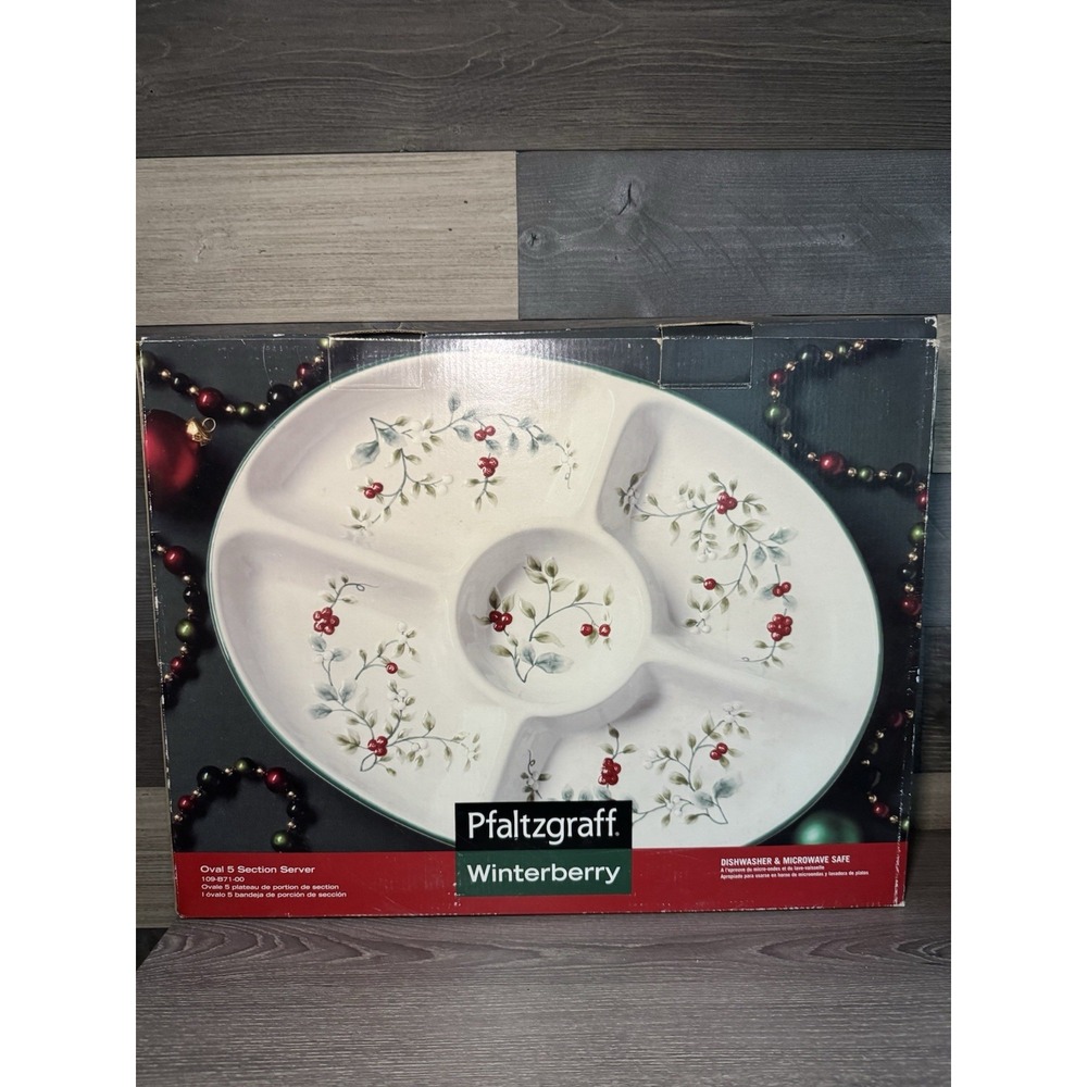 Pfaltzgraff Winterberry Oval 5 Section Server Serving Dish-NEW